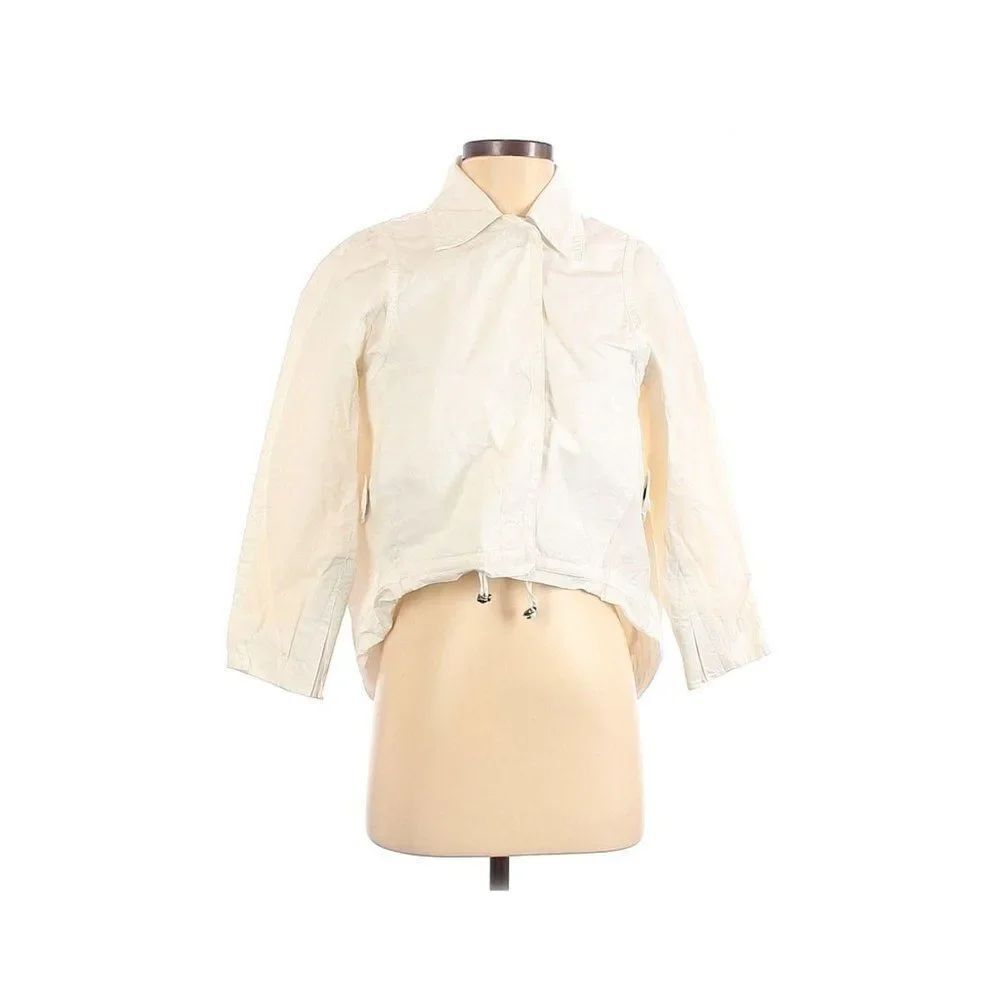 Couture KaufmanFranco Off White Crop High Lo Jacket Size 4 US 40 IT Silk Nylon